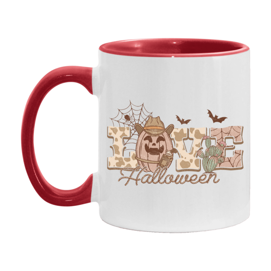 Western Halloween Mug, Cute Retro Western Halloween Coffee Cup, 11Oz Or 15Oz White Ceramic Mug