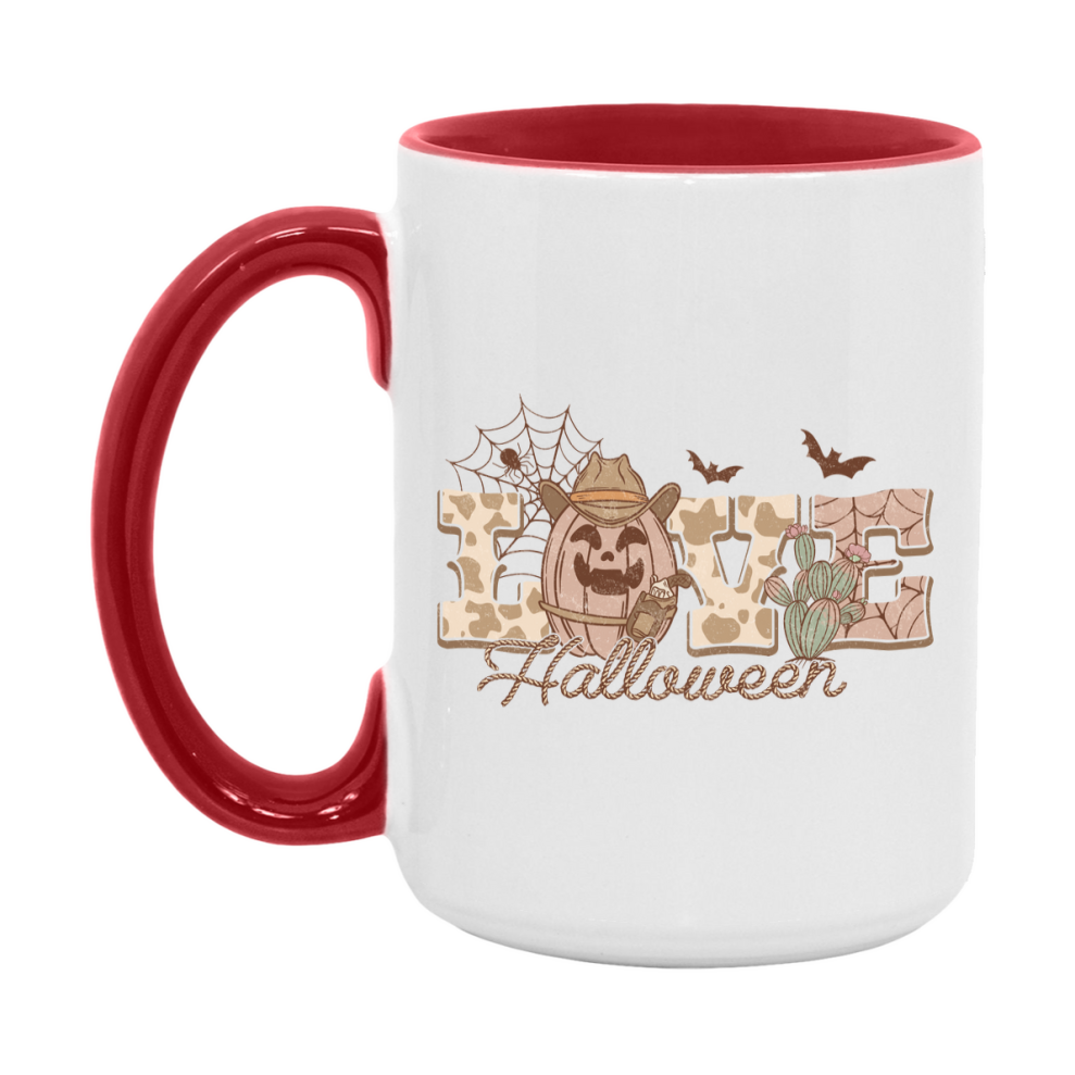 Western Halloween Mug, Cute Retro Western Halloween Coffee Cup, 11Oz Or 15Oz White Ceramic Mug