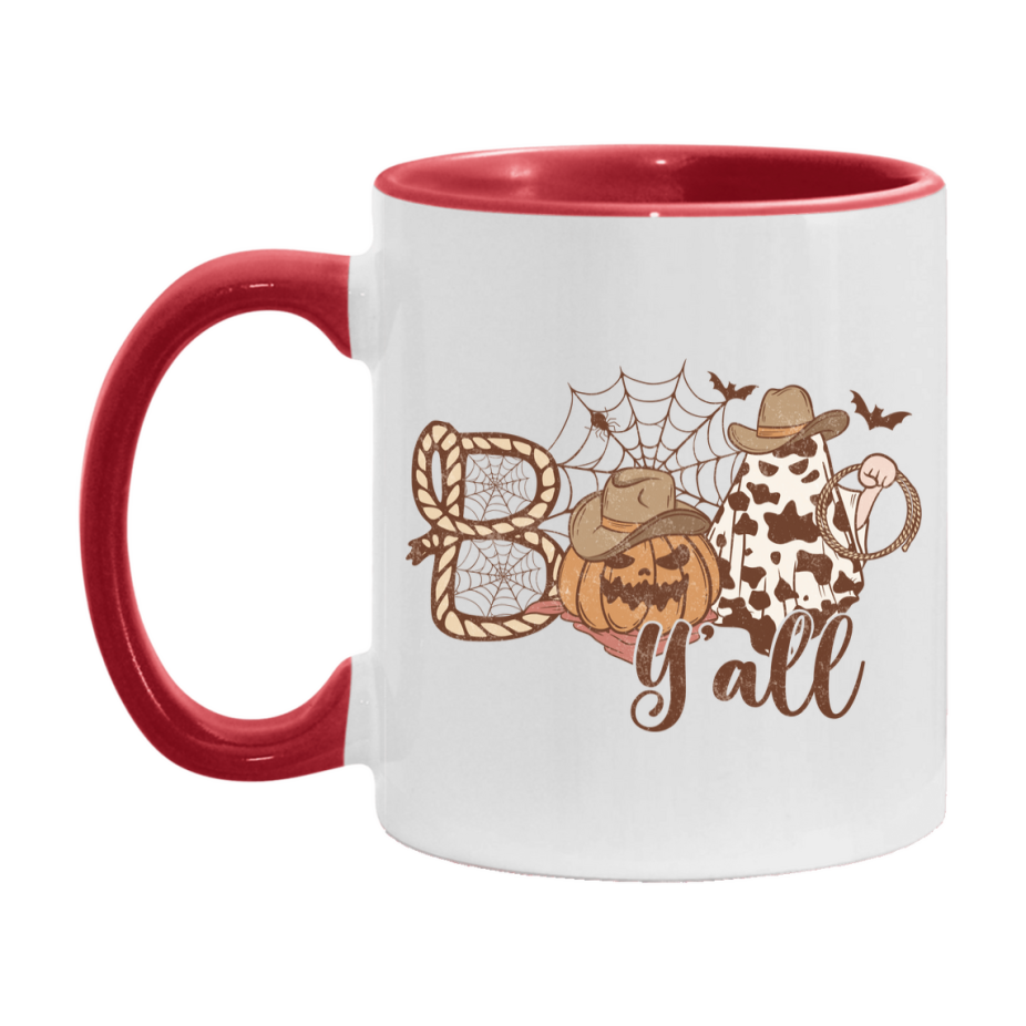 Western Halloween Mug, Cute Retro Western Halloween Coffee Cup, 11Oz Or 15Oz White Ceramic Mug