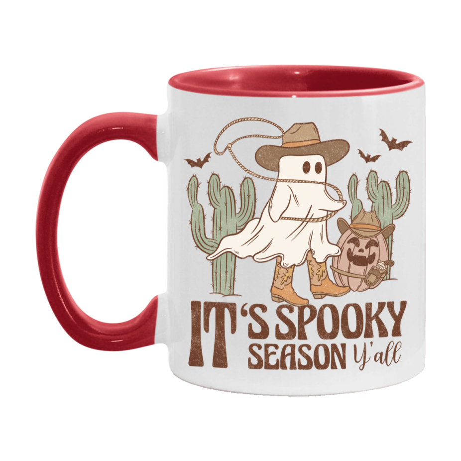 Western Halloween Mug, Cute Retro Western Halloween Coffee Cup, 11Oz Or 15Oz White Ceramic Mug