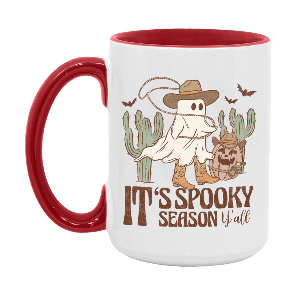 Western Halloween Mug, Cute Retro Western Halloween Coffee Cup, 11Oz Or 15Oz White Ceramic Mug