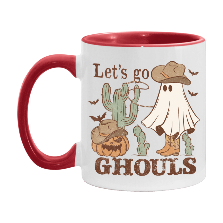 Western Halloween Mug, Cute Retro Western Halloween Coffee Cup, 11Oz Or 15Oz White Ceramic Mug