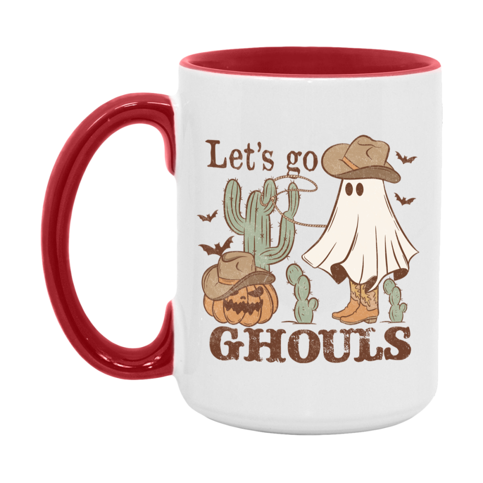 Western Halloween Mug, Cute Retro Western Halloween Coffee Cup, 11Oz Or 15Oz White Ceramic Mug