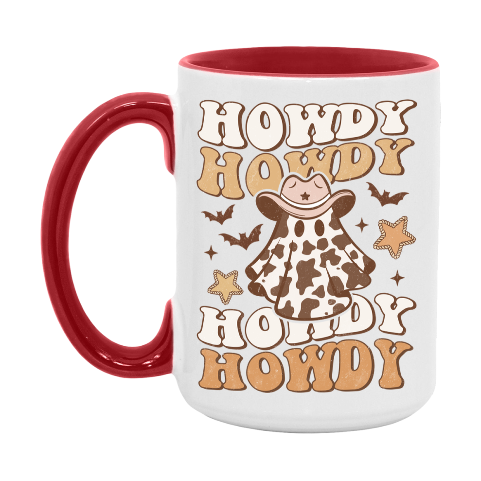 Western Halloween Mug, Cute Retro Western Halloween Coffee Cup, 11Oz Or 15Oz White Ceramic Mug