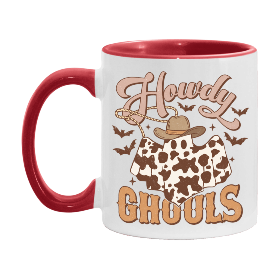 Western Halloween Mug, Cute Retro Western Halloween Coffee Cup, 11Oz Or 15Oz White Ceramic Mug