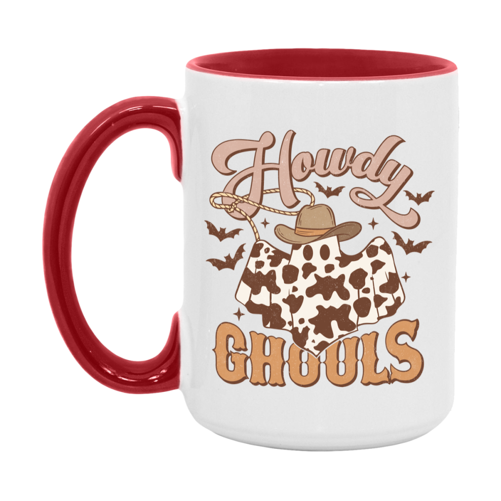 Western Halloween Mug, Cute Retro Western Halloween Coffee Cup, 11Oz Or 15Oz White Ceramic Mug