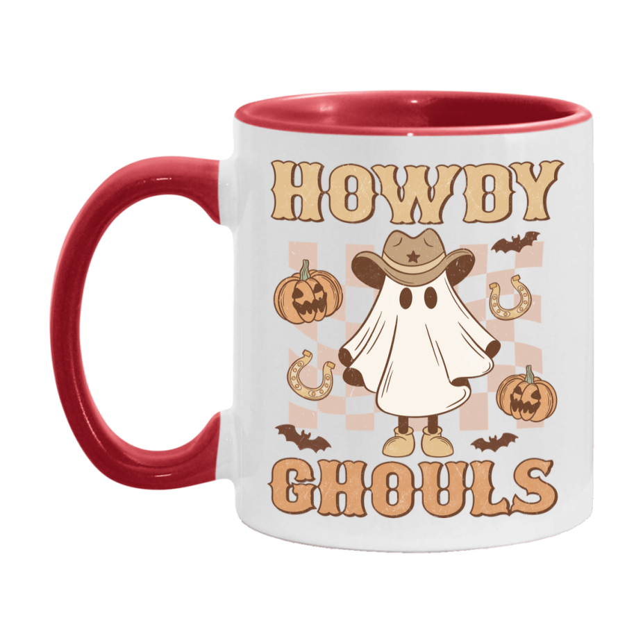 Western Halloween Mug, Cute Retro Western Halloween Coffee Cup, 11Oz Or 15Oz White Ceramic Mug