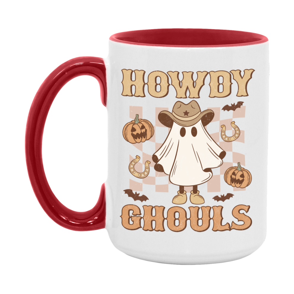 Western Halloween Mug, Cute Retro Western Halloween Coffee Cup, 11Oz Or 15Oz White Ceramic Mug