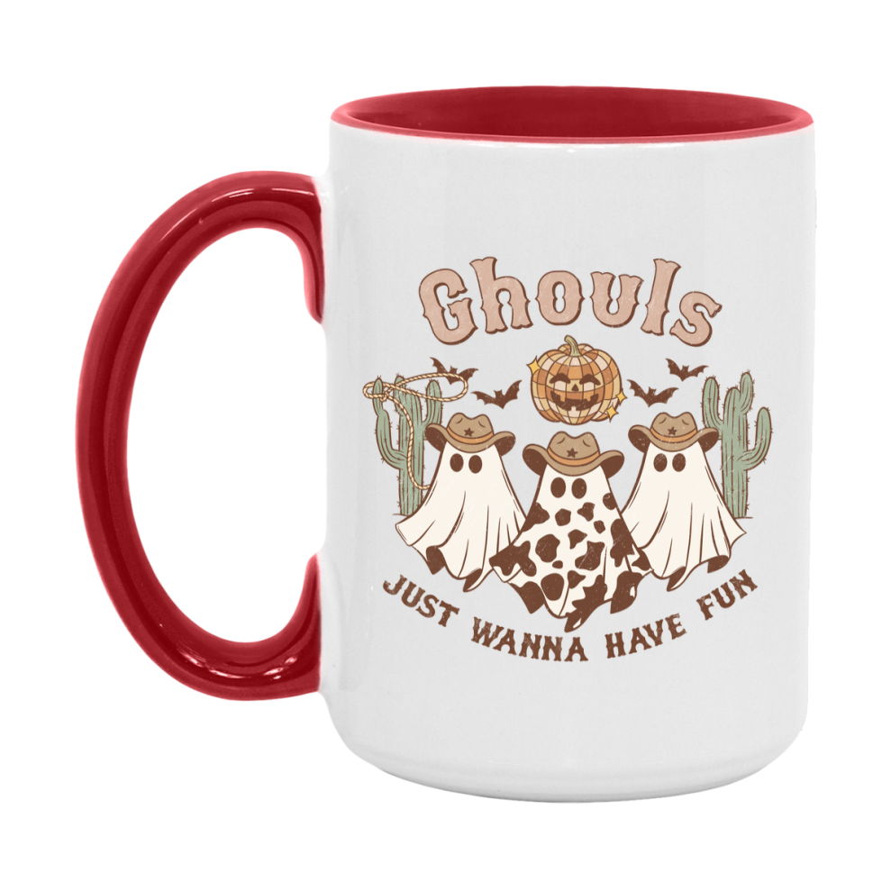 Western Halloween Mug, Cute Retro Western Halloween Coffee Cup, 11Oz Or 15Oz White Ceramic Mug