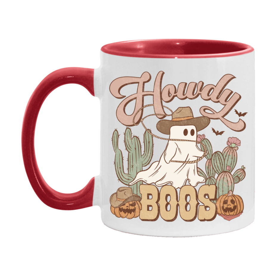 Western Halloween Mug, Cute Retro Western Halloween Coffee Cup, 11Oz Or 15Oz White Ceramic Mug