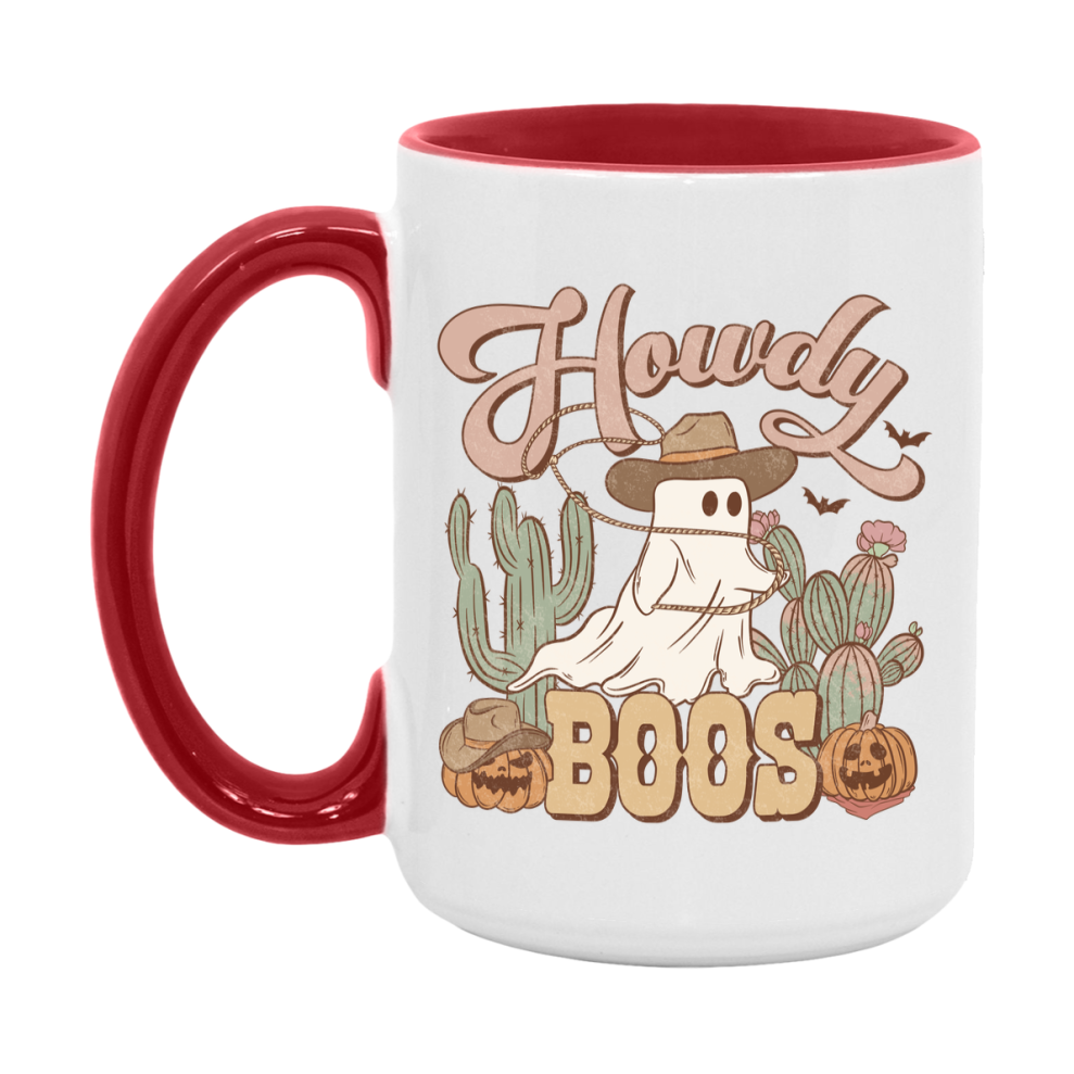 Western Halloween Mug, Cute Retro Western Halloween Coffee Cup, 11Oz Or 15Oz White Ceramic Mug