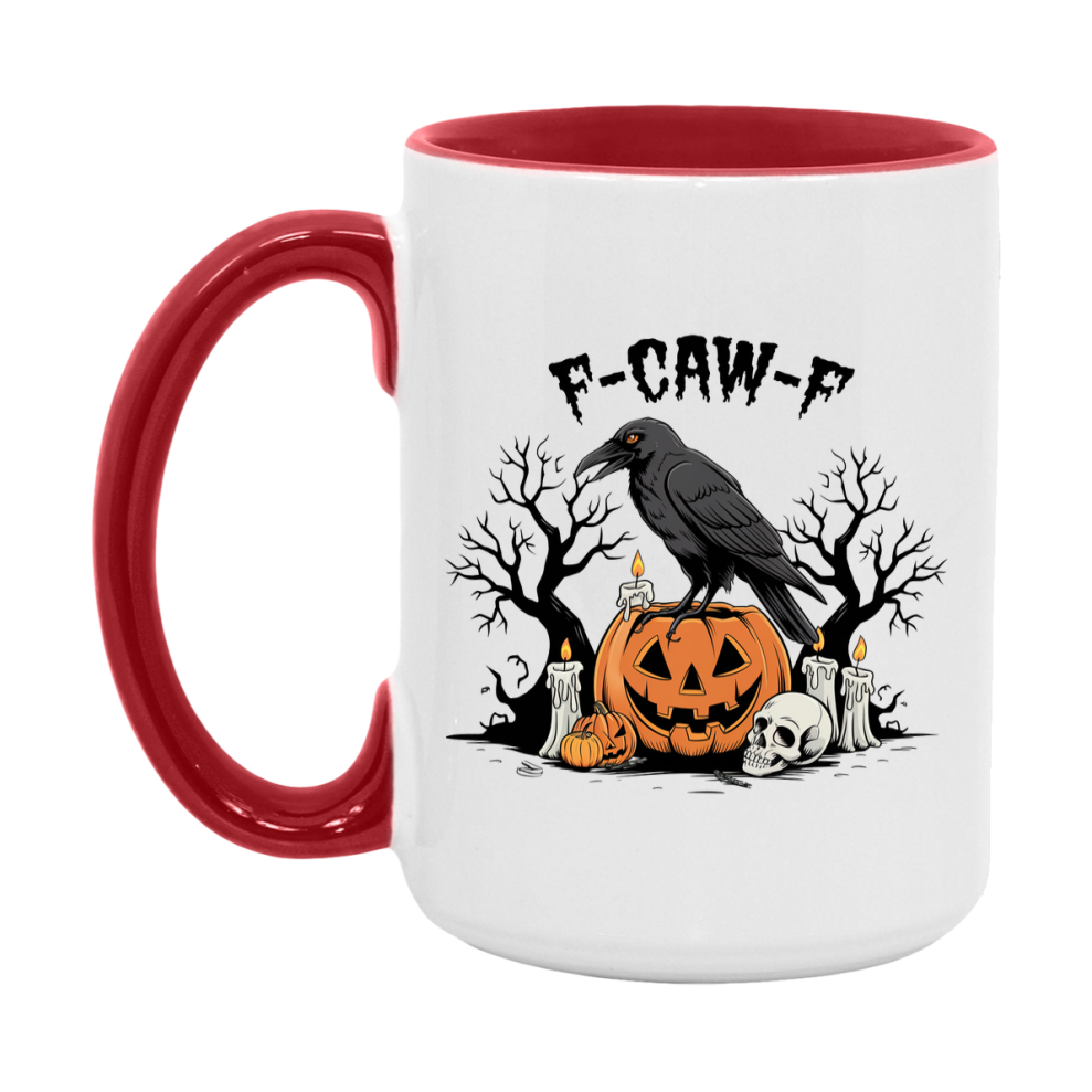 F-Caw-F Mug, Funny Crow Mug, Trendy Fcawf Coffee Cup, 11Oz Or 15Oz White Ceramic Cup