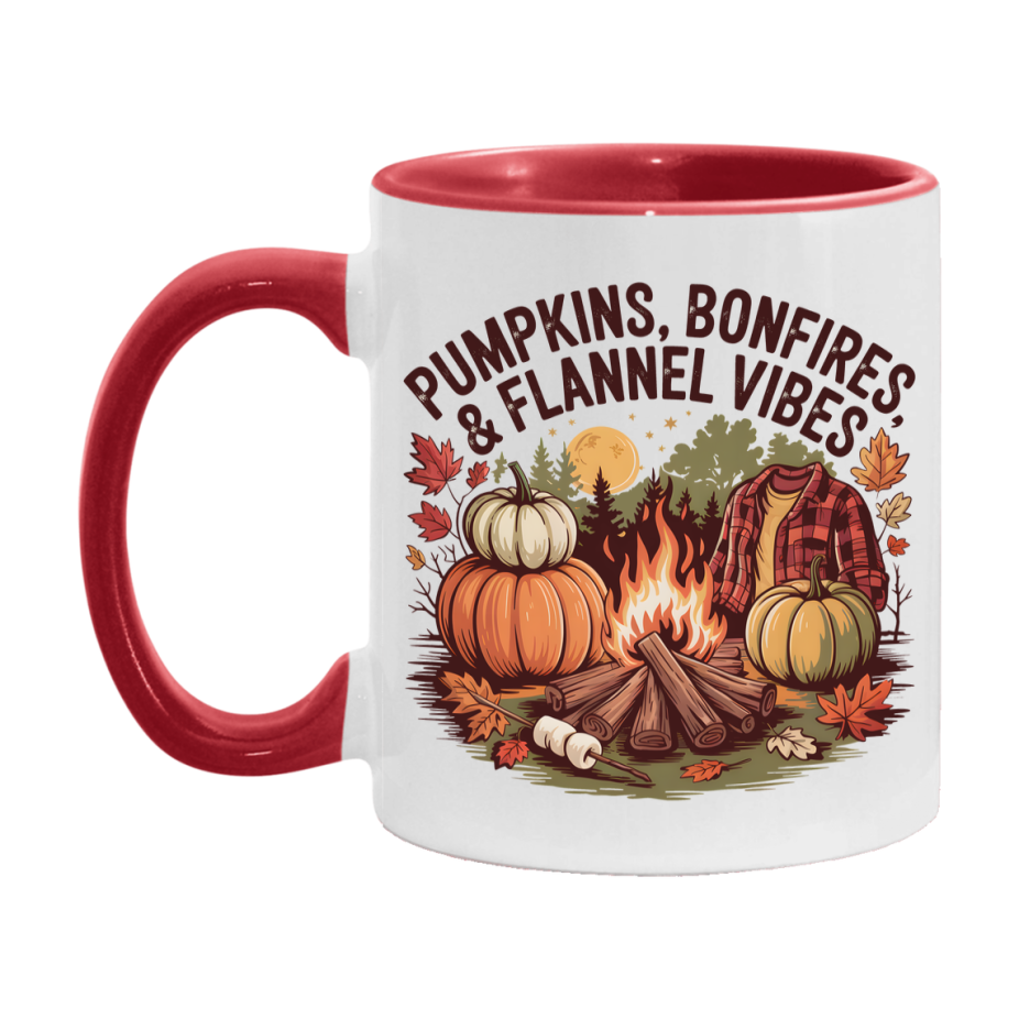 In Love With Fall Coffee Mug, Cozy Cute Autumn Coffee Cup, 11Oz Or 15Oz White Ceramic Mug