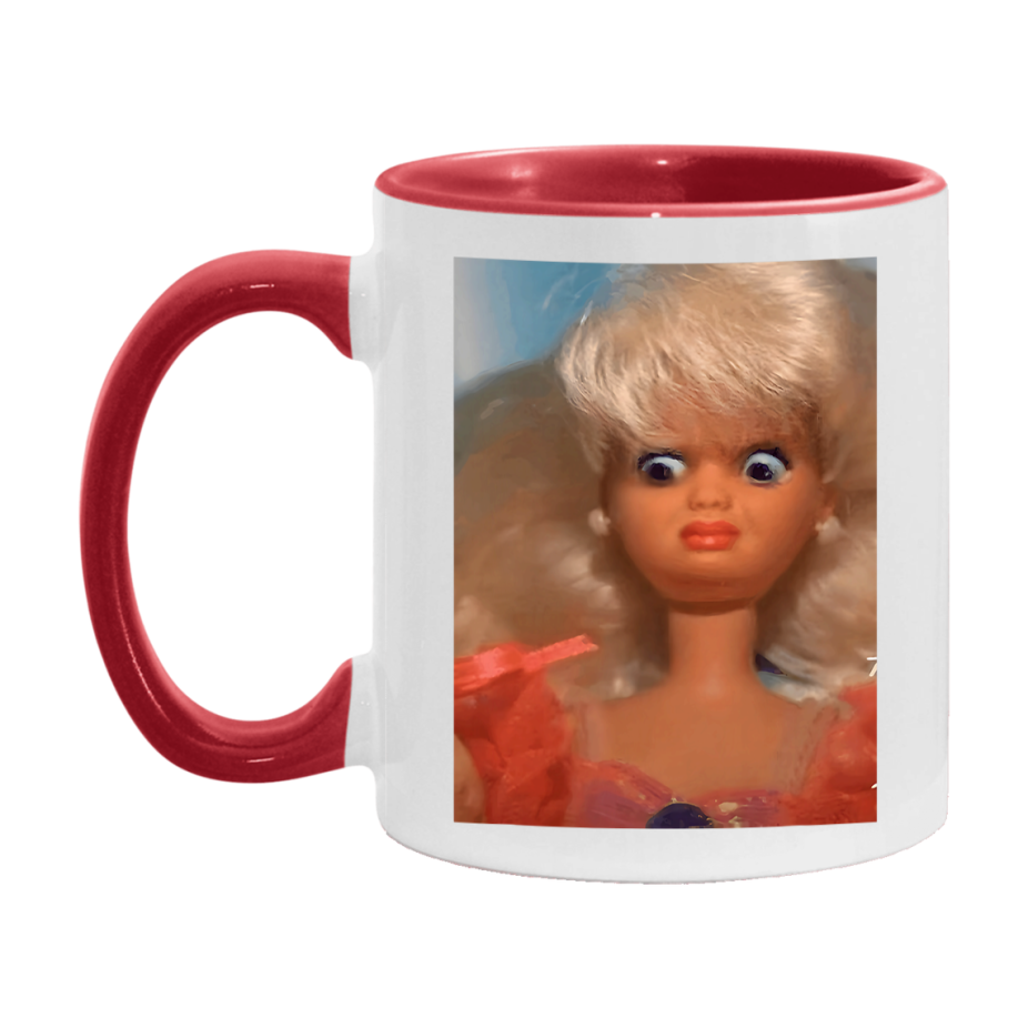 Disgusted Doll Face Mug, Funny Doll Face Meme Coffee Cup
