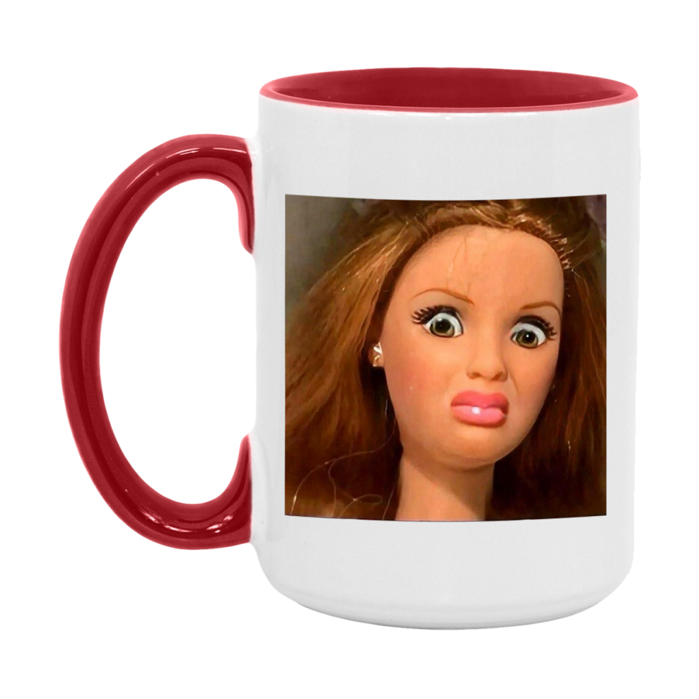 Disgusted Doll Face Mug, Funny Doll Face Meme Coffee Cup