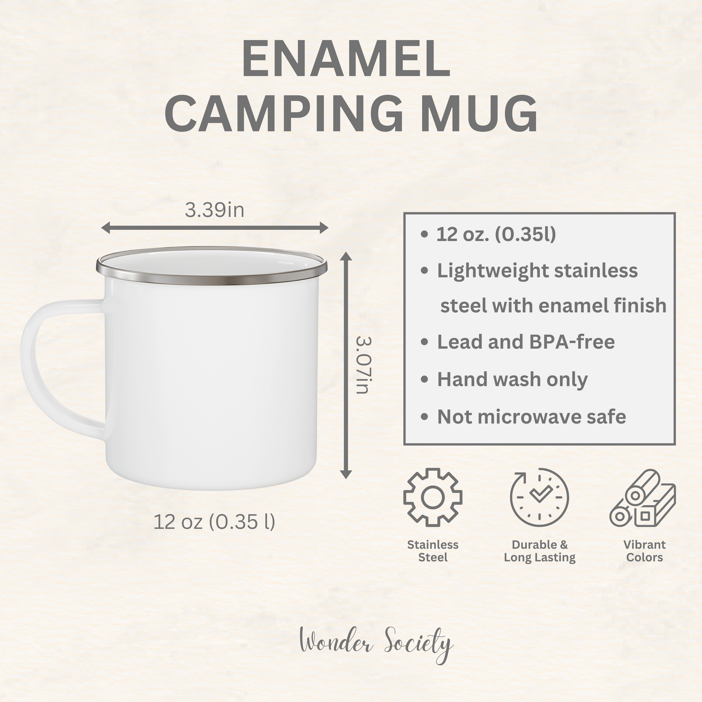 Best Mom Ever Mug, Mother’s Day Gift, 12Oz Enamel White Stainless Steel Camping Mug